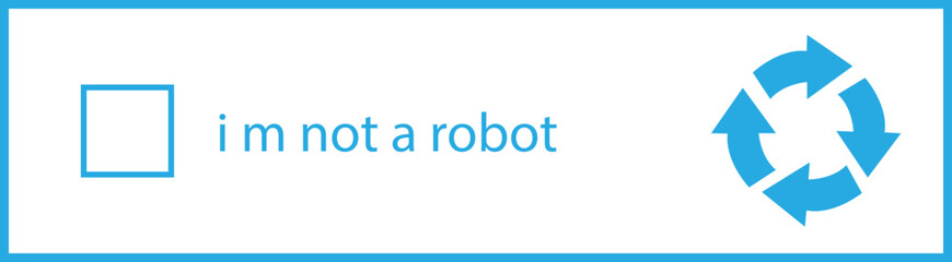 Poster - I m not a robot checkbox icon in Blue line style. Concept technology human check verification hands, close up, ai. Vector illustration for website and mobile app isolated on transparent background.