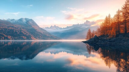 Poster - Mountain Lake Reflections at Dawn