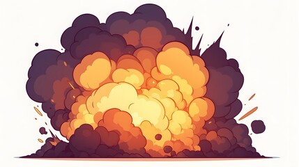 Wall Mural - Cartoon Explosion with Smoke and Fire Effect