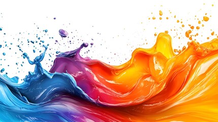 Wall Mural - abstract colorful liquid splash flowing paint vibrant colors dynamic creative design element white b