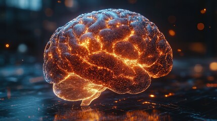 Wall Mural - Glowing Human Brain -  A Digital Illustration of the Human Mind