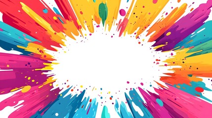 Wall Mural - abstract colorful paint splashes background with white space