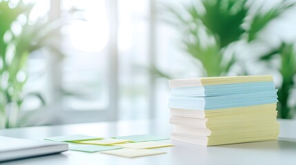 Sticker - Stacked Notes on Desk with Green Background