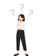 © くろねこ - 考え事をする女性のイラスト