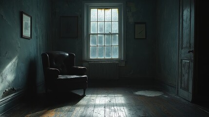 Sticker - Solitary Chair in an Abandoned Room