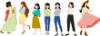 © くろねこ - 考え事をする女性のイラストセット