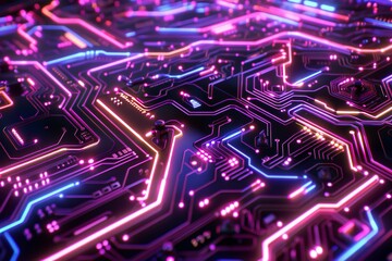Poster - Shiny pink tech board, motherboard, created by ai
