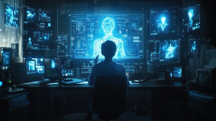 Poster - A Hacker Working on a Virtual Body System