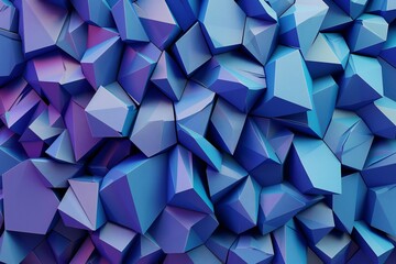 Poster - Geometric shapes in indigo , royal blue, and sky blue colors, with a white background, 3D render, created by ai