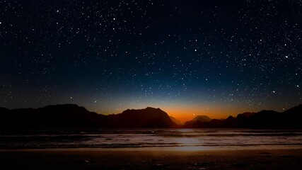 Wall Mural - a night sea sky with moon and stars