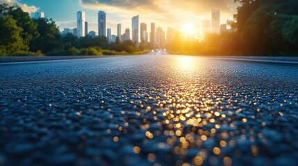 Wall Mural - Road Towards The City Sunset