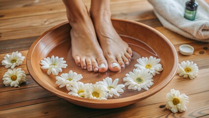 Canvas Print -  foot washing in spa before treatment