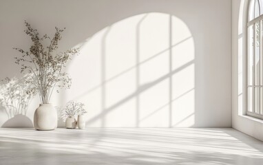 Poster - Cozy minimalist empty room designed for product presentation 3D rendering