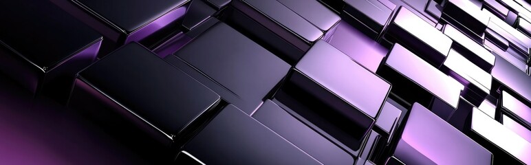Poster - Abstract 3D rendering of a black and white perspective background featuring purple hues suitable for product design showcasing and advertising applications with a metallic color tone