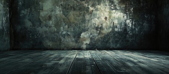 Poster - Dark Grunge Room in a 3D rendering for studio photography backgrounds