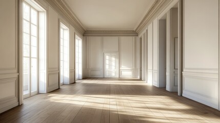 Poster - 3D rendering of a beautifully designed empty room following renovations