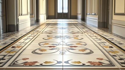 Poster - 3D rendering of a decorative ceramic floor design