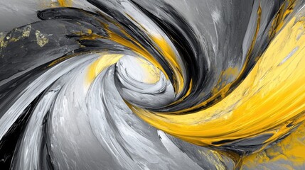 Poster - 3D Rendering of Grey and Yellow Abstract Art