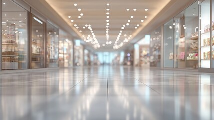 Poster - 3D rendering of a department store with a blurred wide angle background featuring bokeh effects
