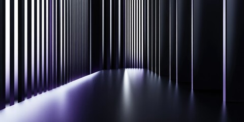 Poster - Abstract 3D rendering illustration featuring a black and white perspective background with purple accents Suitable for product design showcase showroom platform ad banner and advertising with a met