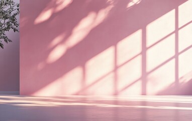 Poster - 3d rendering of a studio style background wall decoration featuring pink tones enhanced by shadows f