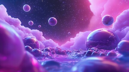 Aufkleber - Universe concept background in 3D cartoon rendering
