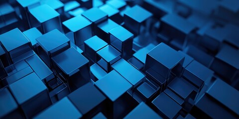 Leinwandbilder - Abstract dark blue technology background in 3D cartoon style rendering