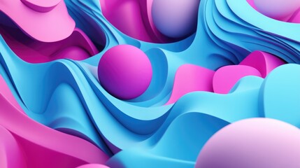 Poster - Wavy abstract background in a 3D cartoon rendering style