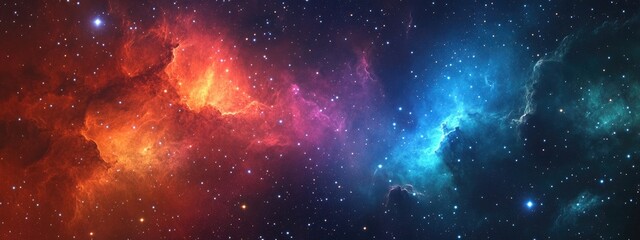 Poster - Illustration of a colorful outer space background featuring a starry nebula in a 3D cartoon rendering style