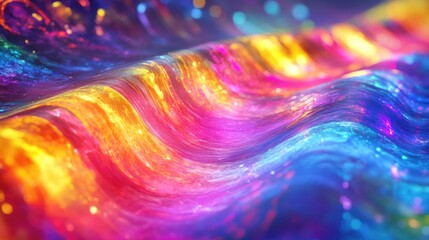 Poster - Tie Dye Stripe in a 3D cartoon rendering Abstract Space Image featuring multicolor watercolor lines and neon modern art stripes
