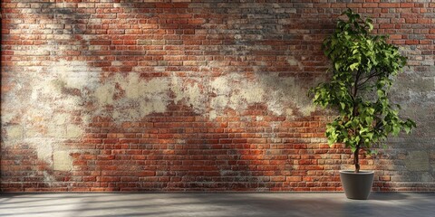 Poster - 3D rendering of an aged brick wall
