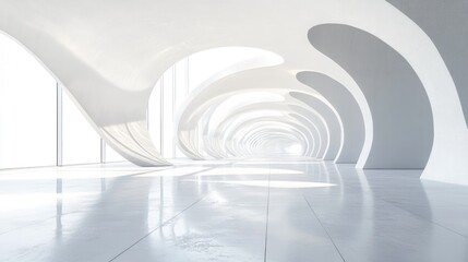 Poster - Abstract modern architectural interior with an empty open space rendered in 3D