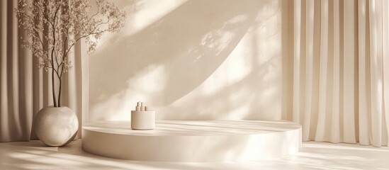 Aufkleber - Minimalist abstract backdrop for showcasing a cosmetic product on an elegant podium