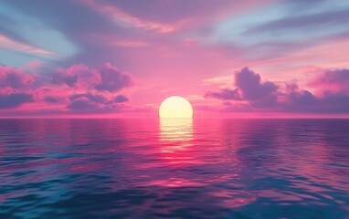 Poster - Breathtaking sunset over a calm sea with vibrant colors in the sky