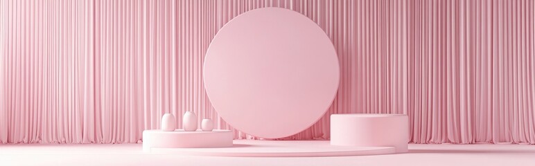 Aufkleber - Elegant pink geometric backdrop featuring three tiers for product displays 3D rendering