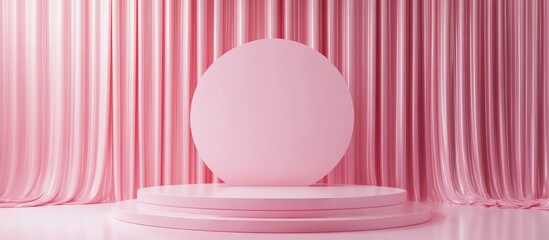 Aufkleber - Abstract pink backdrop featuring a geometric podium shape 3D rendering suitable for product display