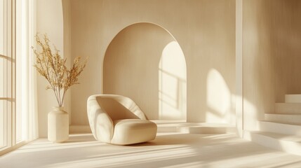 Poster - Empty abstract living room interior designed for furniture product display 3D render