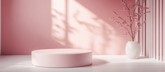 Aufkleber - Minimalist abstract scene featuring a pink color design for a cosmetic or product display pedestal rendered in 3D