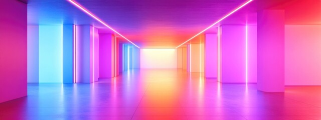 Poster - Abstract contemporary architectural backdrop vacant open space interior 3D rendering