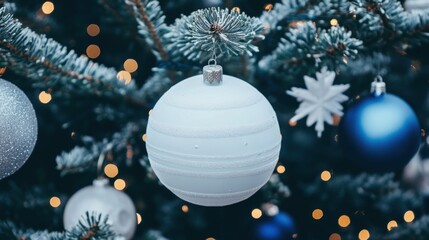 Canvas Print - A close up of a christmas ornament on a tree