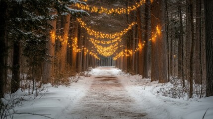 Canvas Print - A path in the middle of a snow covered forest