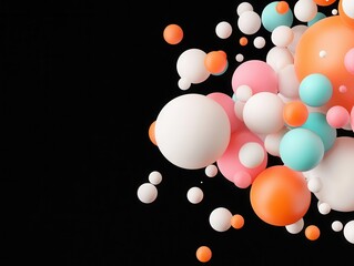 Poster - abstract geometric shapes floating in space, 3d render illustration, isolated on black background, d