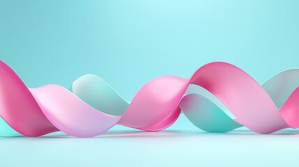 Poster - Abstract flowing ribbons of color, 3d render illustration, isolated on teal background, showcasing a modern art and design concept.