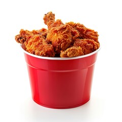 Poster - Red bucket of fried chicken food ketchup animal.