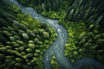 Poster - Forest river landscape outdoors.