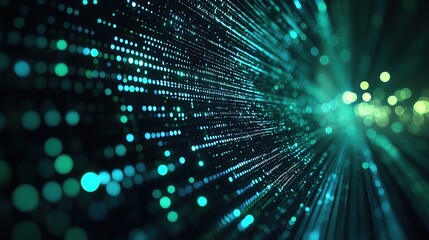 Poster - A vibrant abstract representation of data streams, showcasing glowing particles in motion, perfect for technology themes.