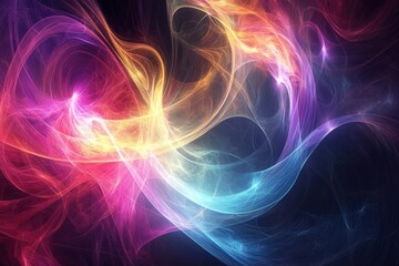 Abstract colorful fractal light background illustrated with line art elements