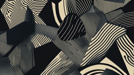 Abstract geometric black line art pattern illustration