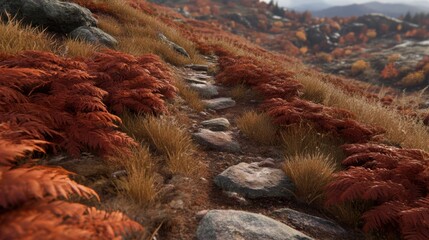 Sticker - A rocky path in the middle of a field