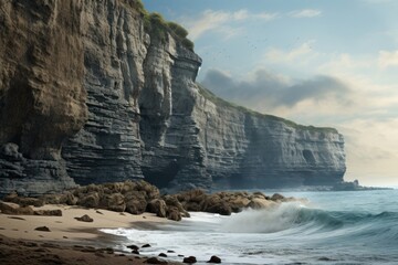 Canvas Print - Sea cliffs sea landscape outdoors.